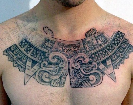 Aztec Chest Tattoo men