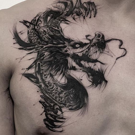 Dragon Chest Tattoo for men