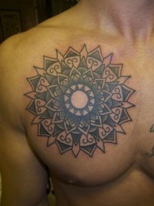 Kaleidoscope Chest Tattoo for men