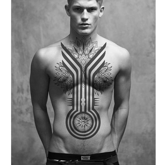 Line Art Tattoo on chest