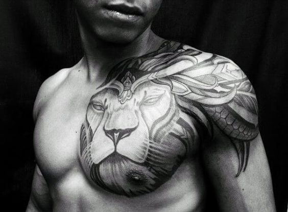 Lion Tattoo on chest for men