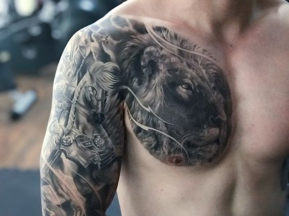 Lion Tattoo on chest for men