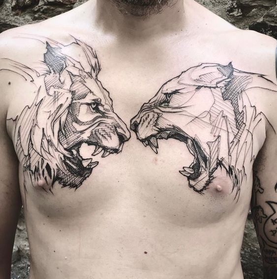 Lion Tattoo for men chest