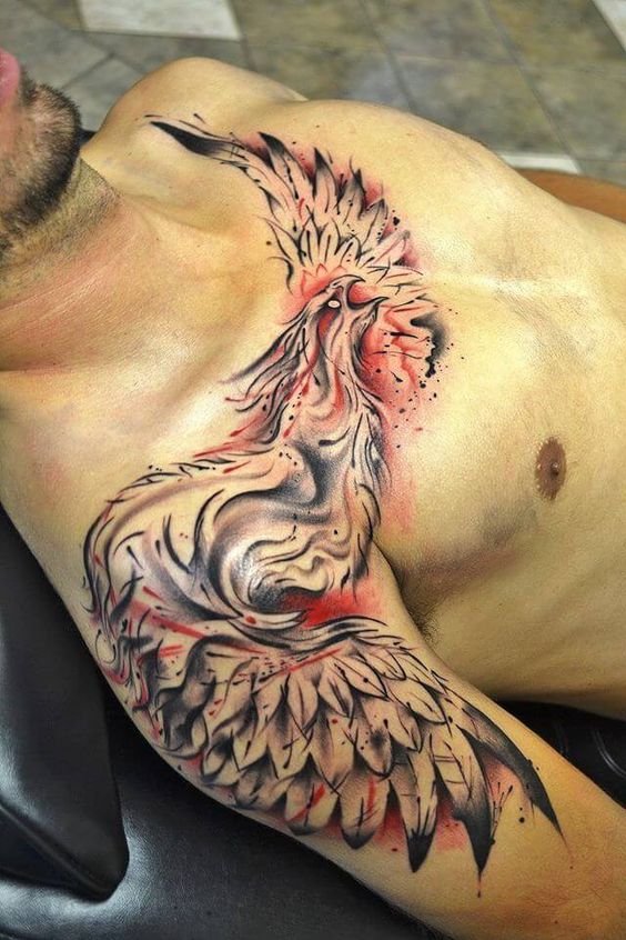 Phoenix tattoo on men chest