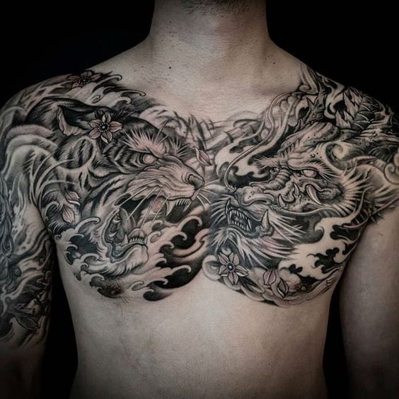 chest tiger tattoo