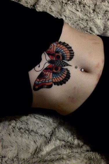 butterfly tattoo on stomach