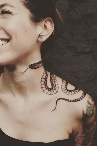snake tattoo on neck