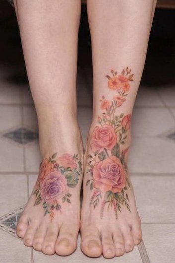 flower tattoo on foot