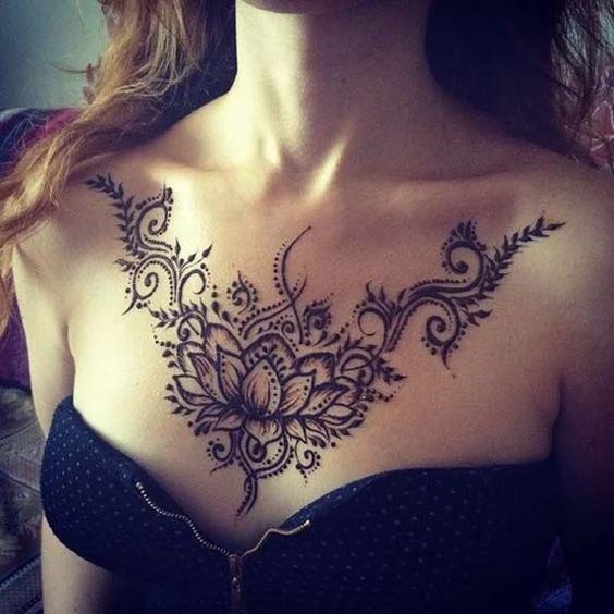 beautiful henna tattoo design on chest