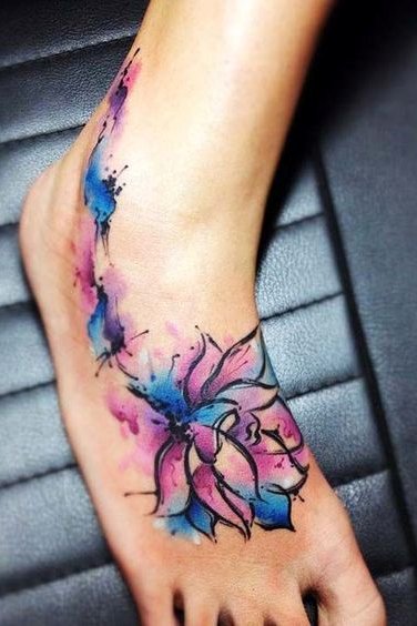 water color flower tattoo on flower