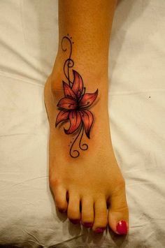 3D Flower Tattoo on foot