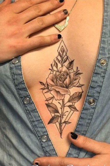 Flower tattoo underboob