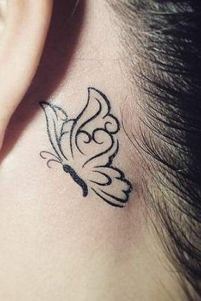 behind the ear butterfly tattoo