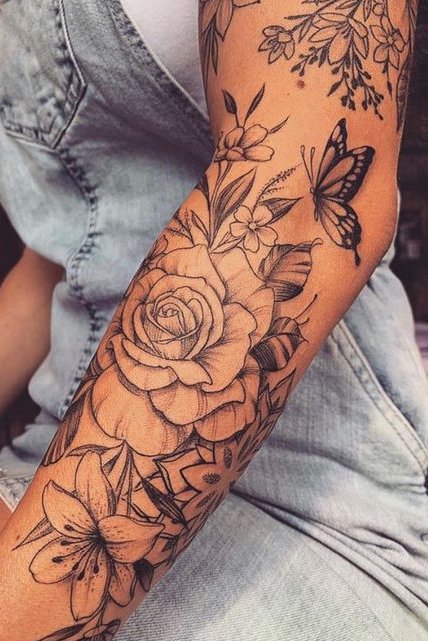 Flower tattoo on forearm