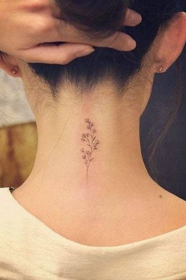 back neck flower tattoo