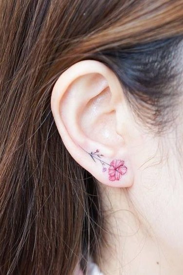 flower tattoo on ear