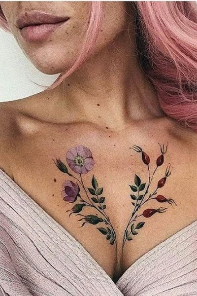 Chest flower tattoo