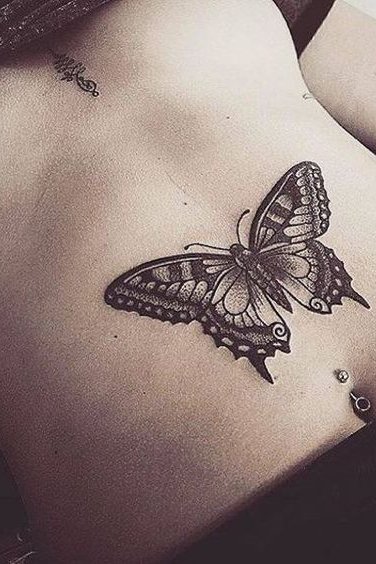 butterfly tattoo on stomach