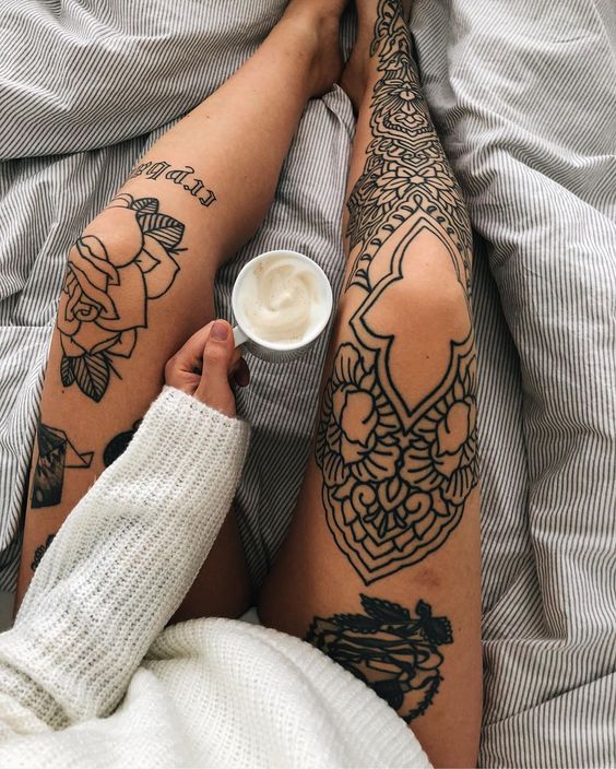 Flower Leg Tattoos for women