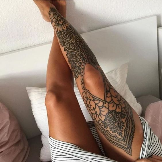 Flower Leg Tattoos for women