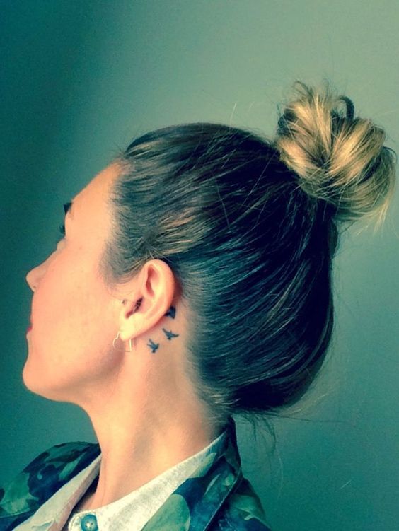 bird tattoos for women on behind ear