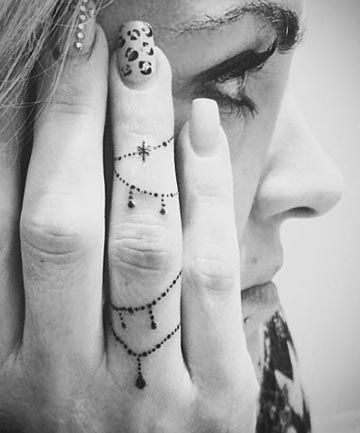 Bracelet tattoos on finger