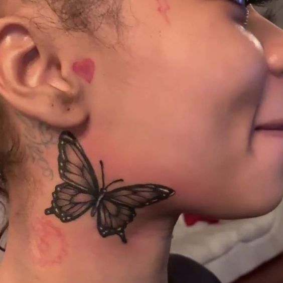 butterfly tattoos for women neck