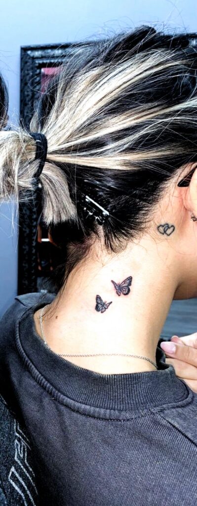 butterfly tattoos for women on neck