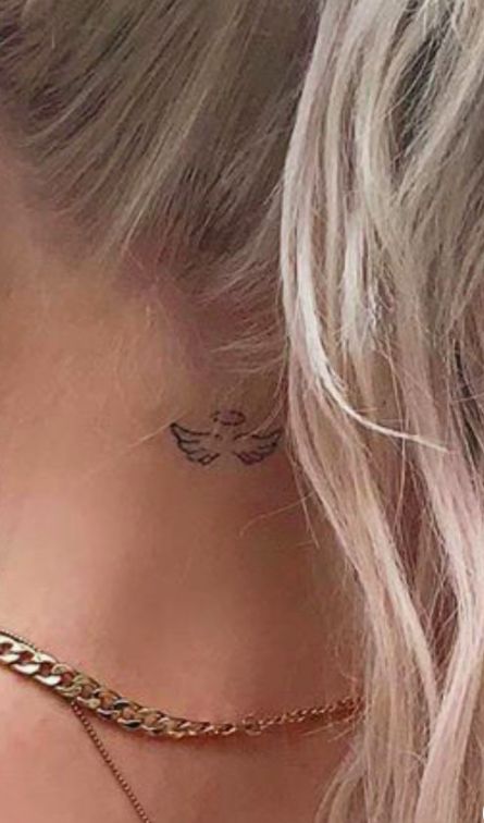 Angel tattoos for women on back neck