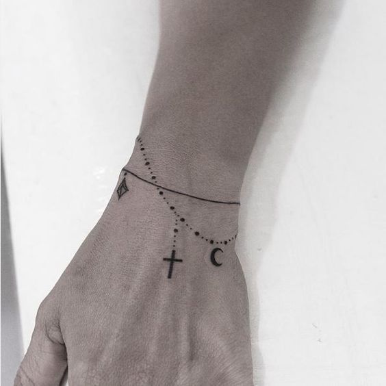 Bracelet tattoos on wrist
