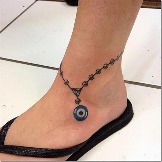 Bracelet tattoos on ankle