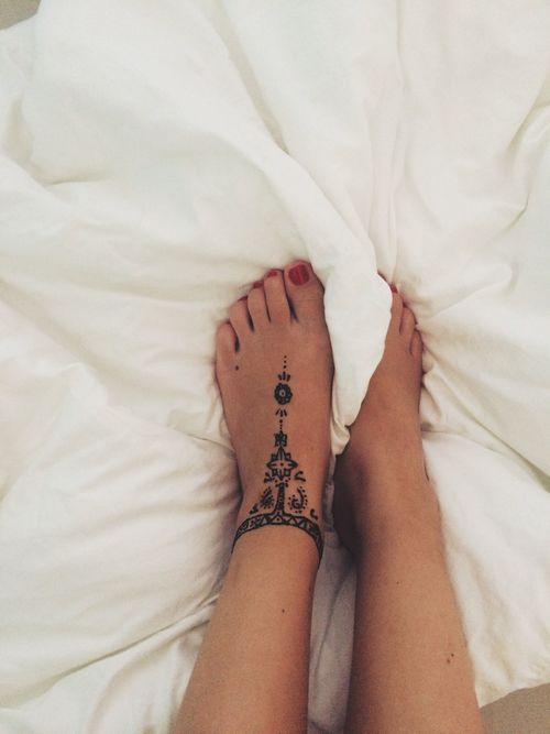 Bracelet tattoos on ankle