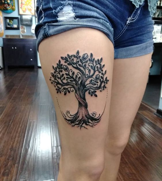 Tree Tattoo on leg
