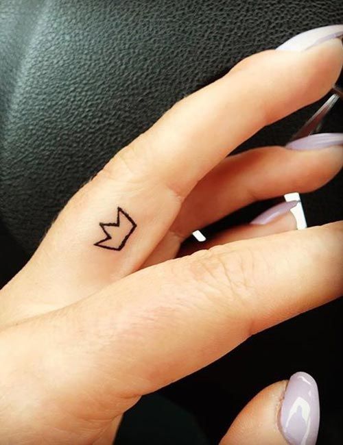Small Crown Tattoo on Finger