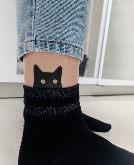 Cat Tattoo on Ankle