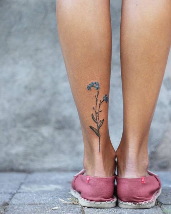 flower Tattoo on Calf